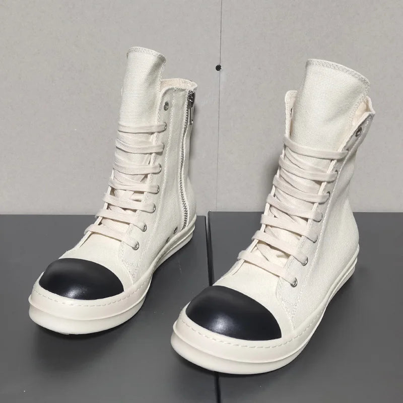 Men's Luxury Streetwear High-top Lace Up Casual Zipper Ankle Boots