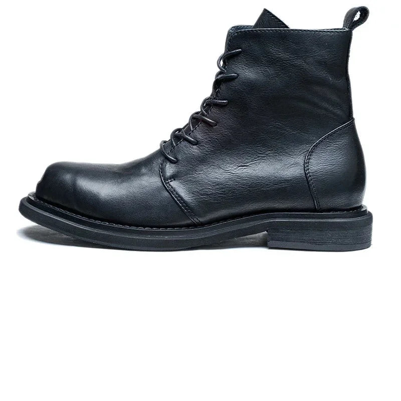 Men's Steel Head Toe Genuine Leather Round Toe Winter Ankle Boots