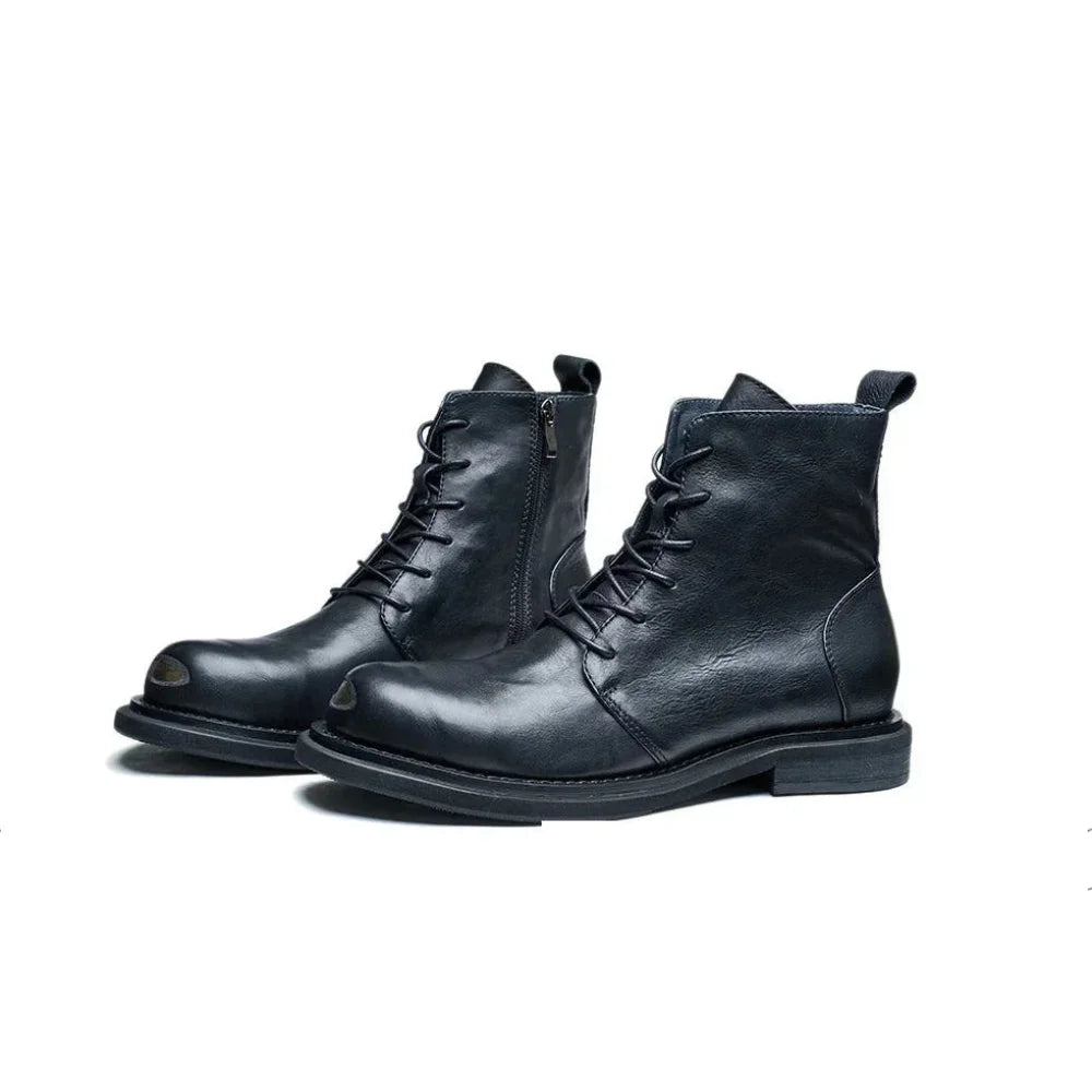 Men's Steel Head Toe Genuine Leather Round Toe Winter Ankle Boots