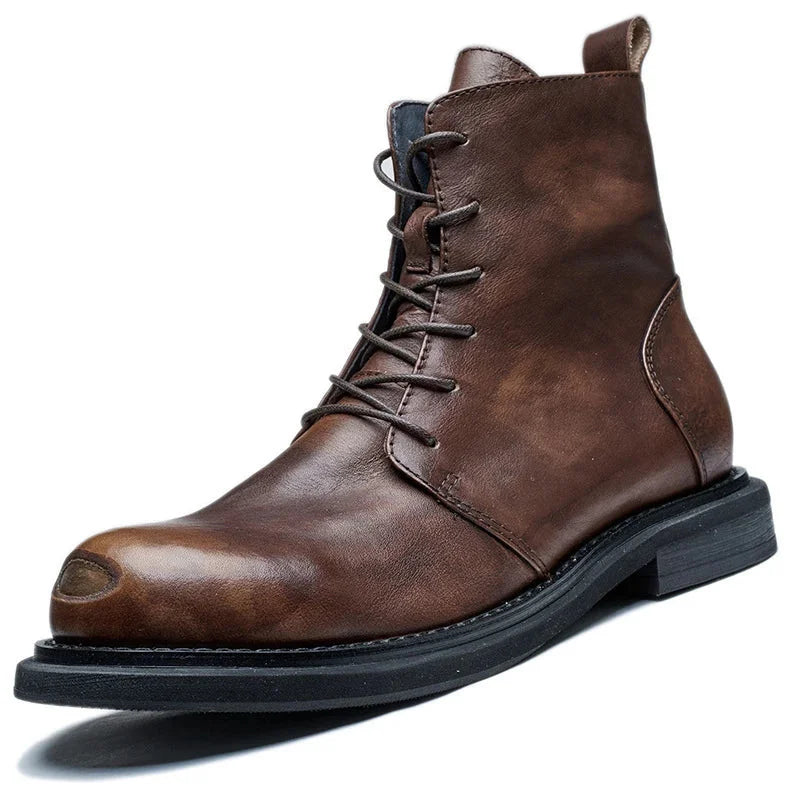 Men's Steel Head Toe Genuine Leather Round Toe Winter Ankle Boots