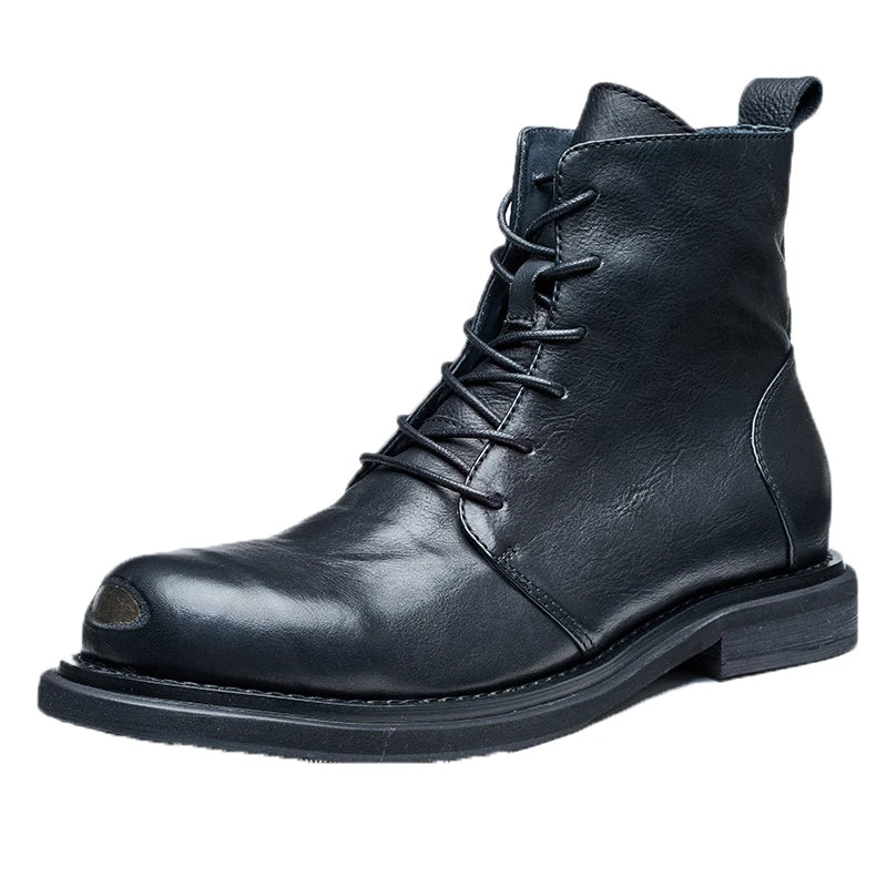 Men's Steel Head Toe Genuine Leather Round Toe Winter Ankle Boots