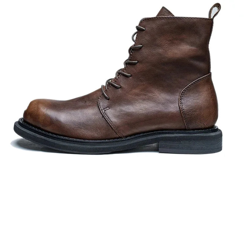 Men's Steel Head Toe Genuine Leather Round Toe Winter Ankle Boots