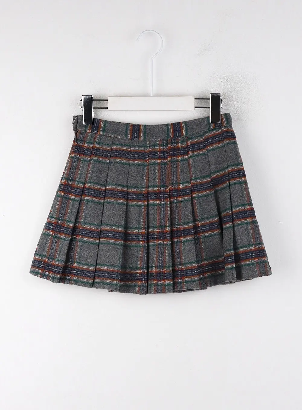 Mid Waist Pleated Check Zip Mini Skirt OJ302