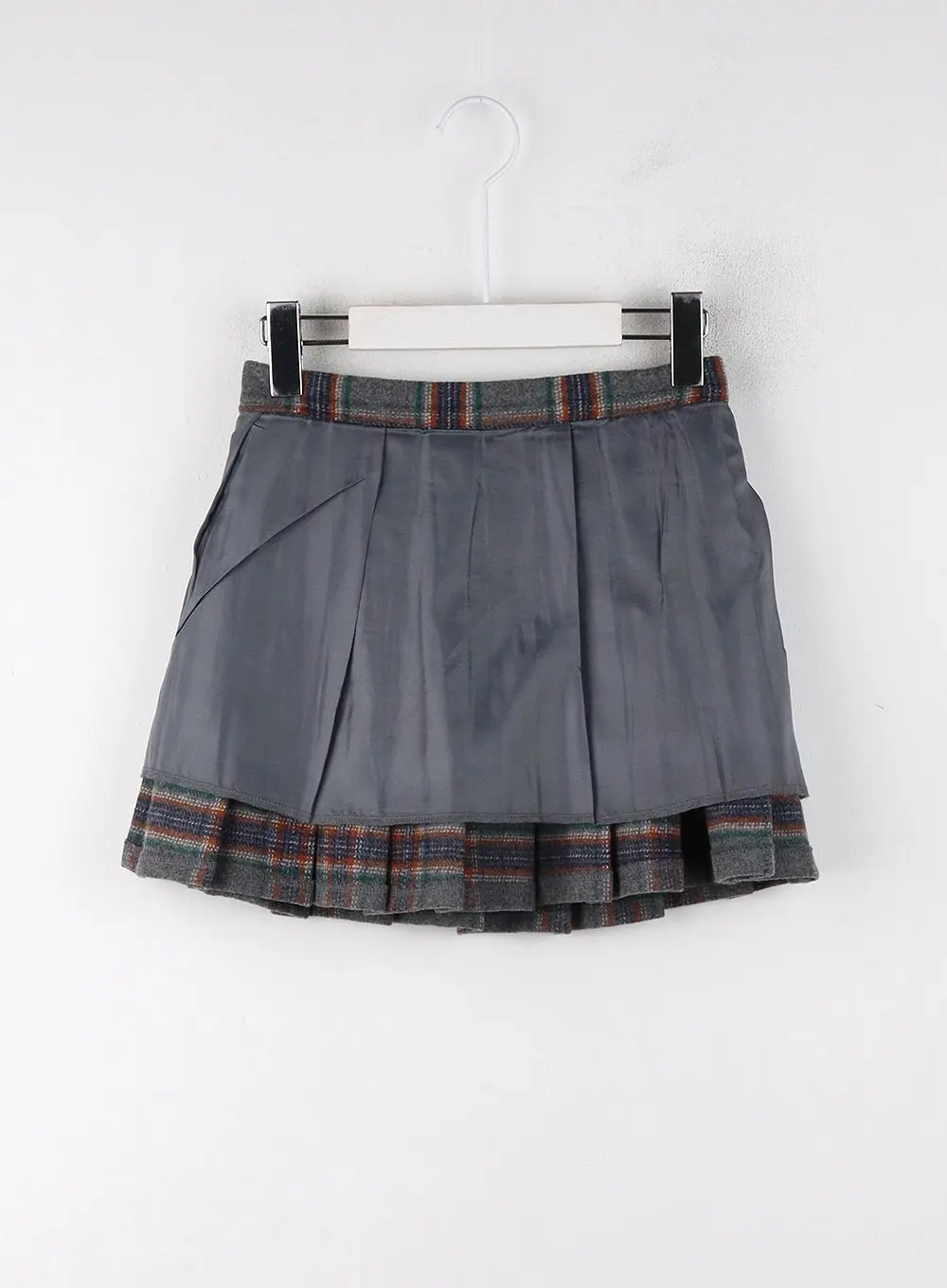 Mid Waist Pleated Check Zip Mini Skirt OJ302