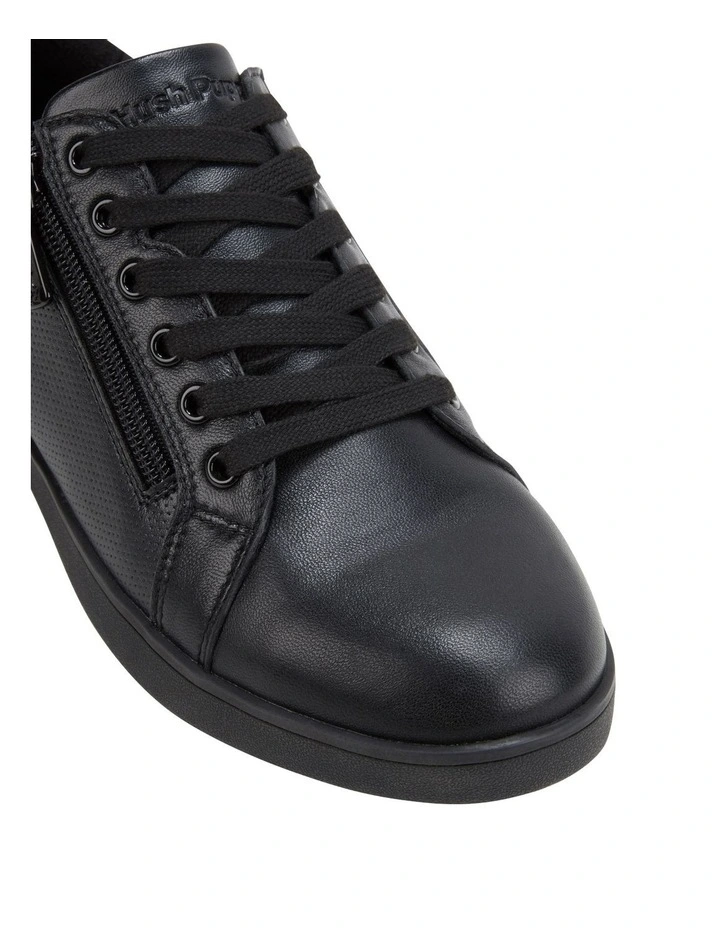 Mimosa Leather Zip Up Sneaker in Black