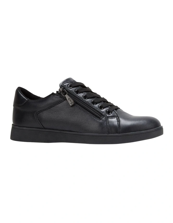 Mimosa Leather Zip Up Sneaker in Black