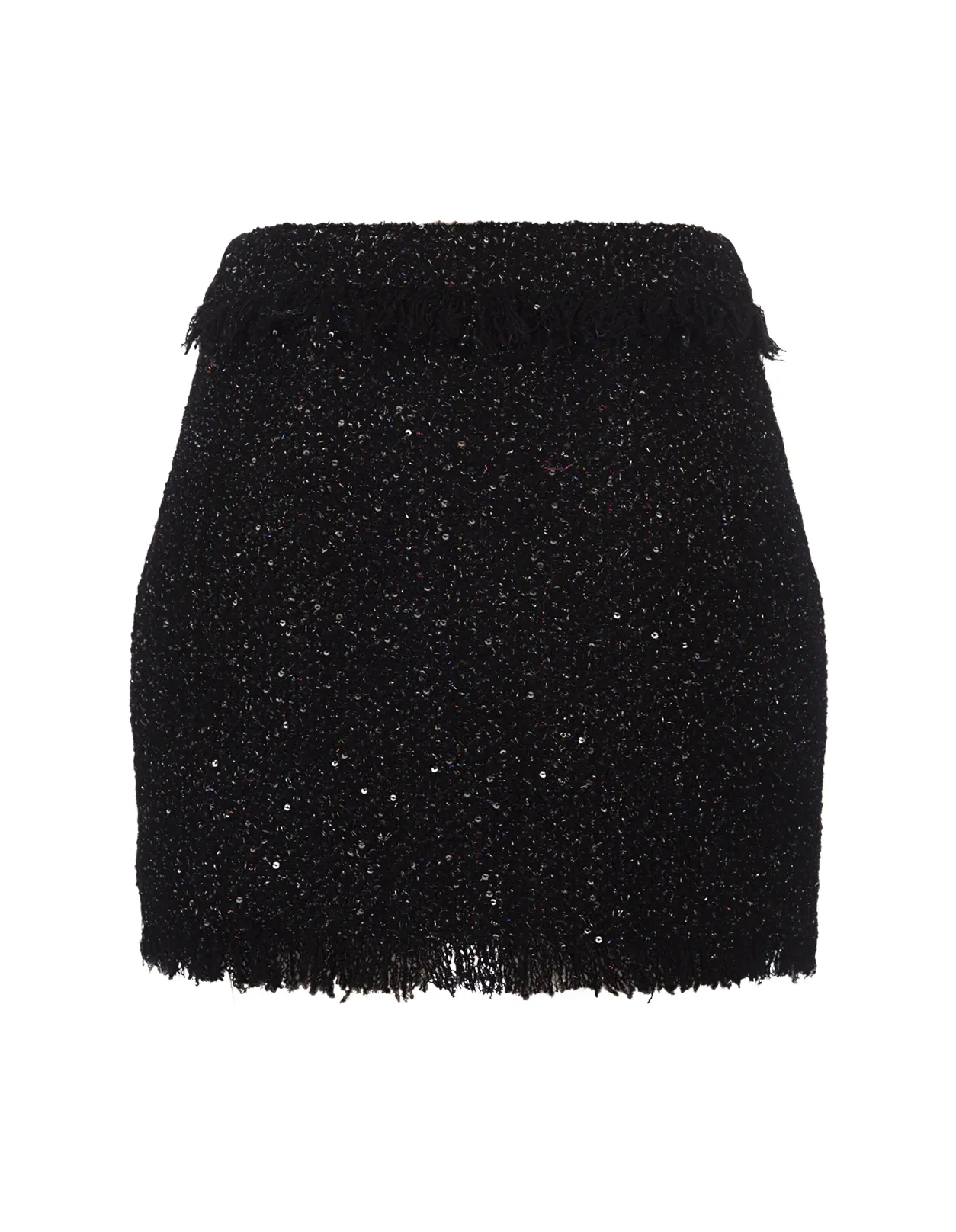 MSGM Black Lurex Tweed Mini Skirt