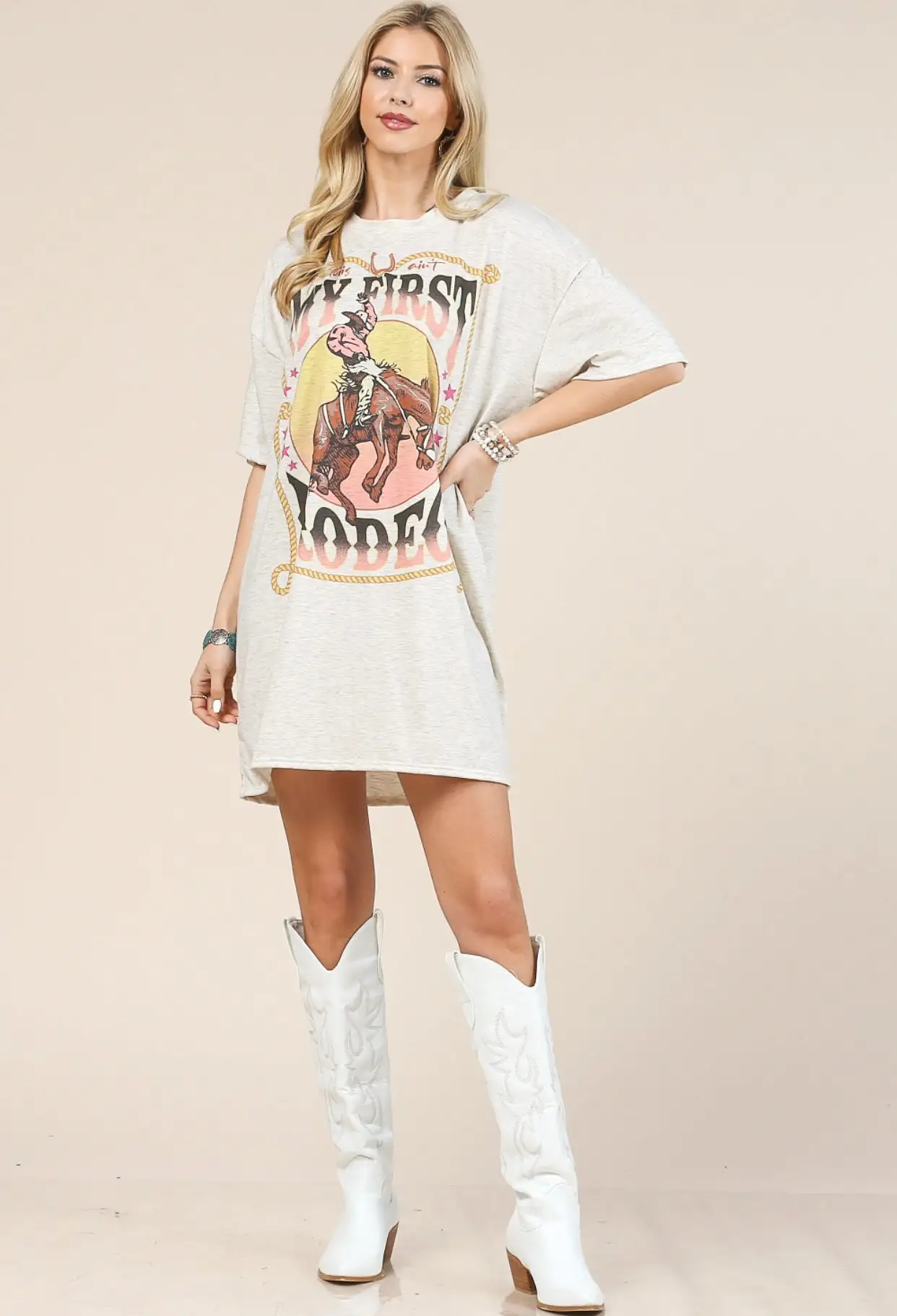 My First Rodeo Print Tee Shirt Dress