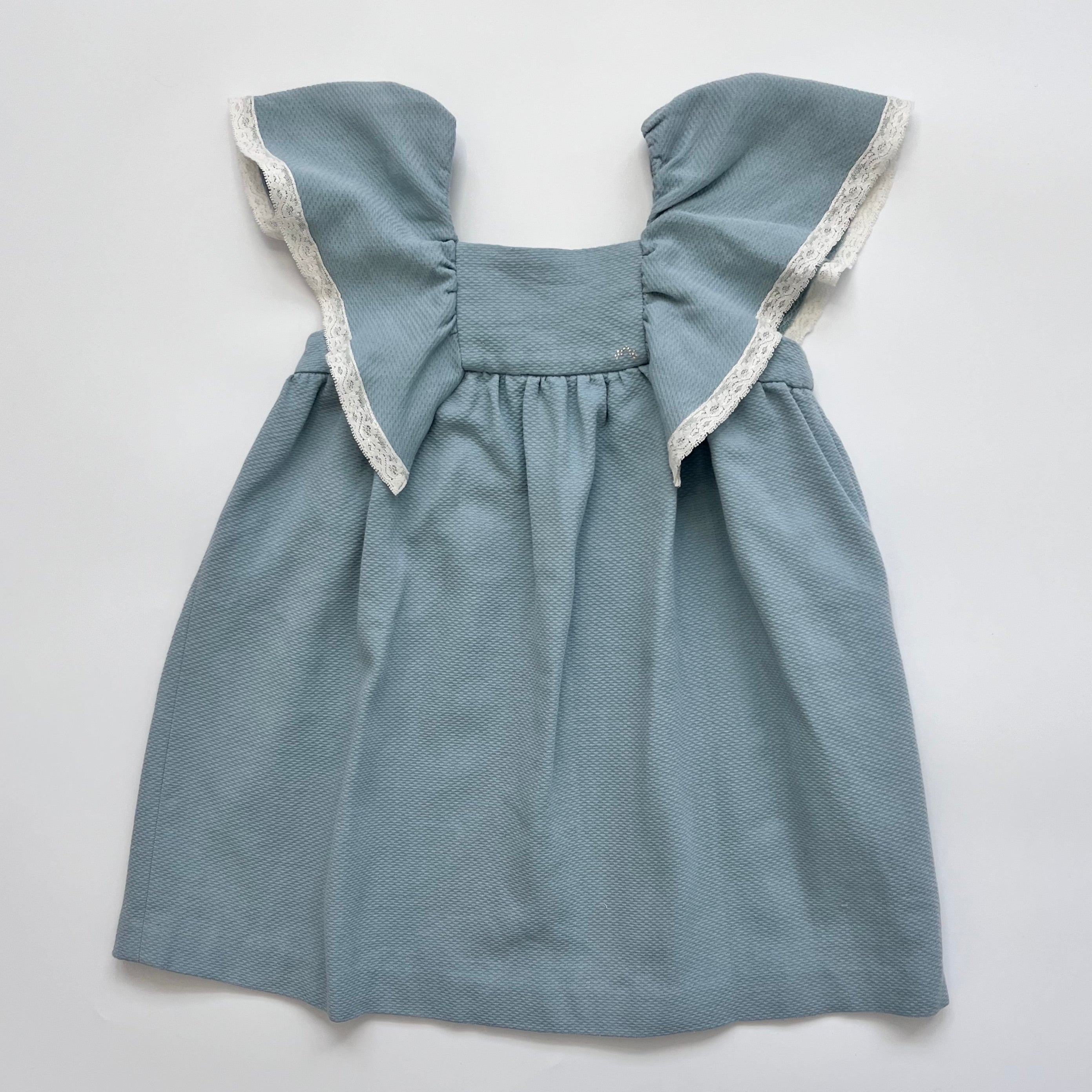 Nanos Duck Egg Blue Dress With Lace Trim: 6 Years