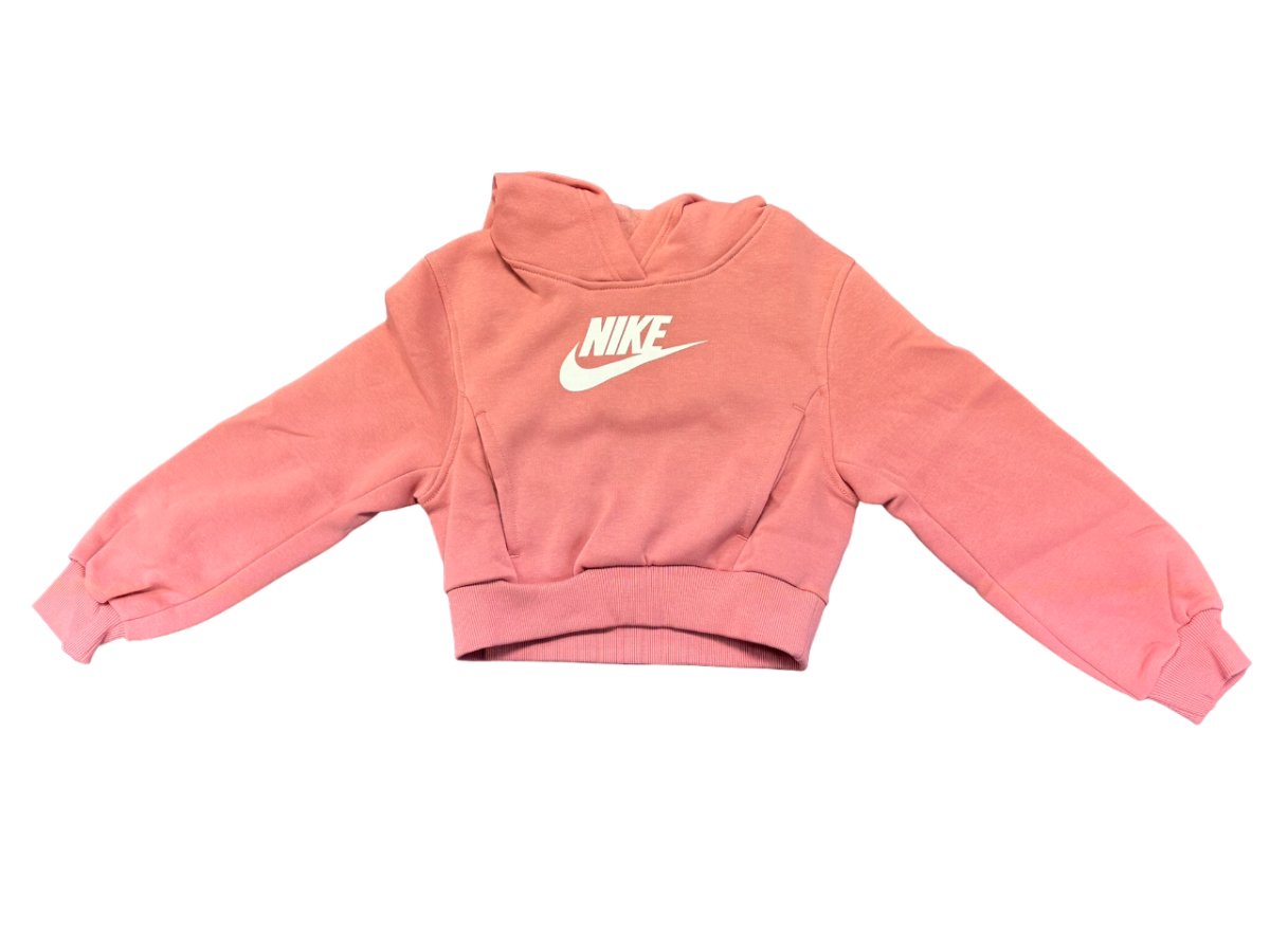 NIKE JUNIOR SPORTSWEAR CLUB PINK CROP HOODIE