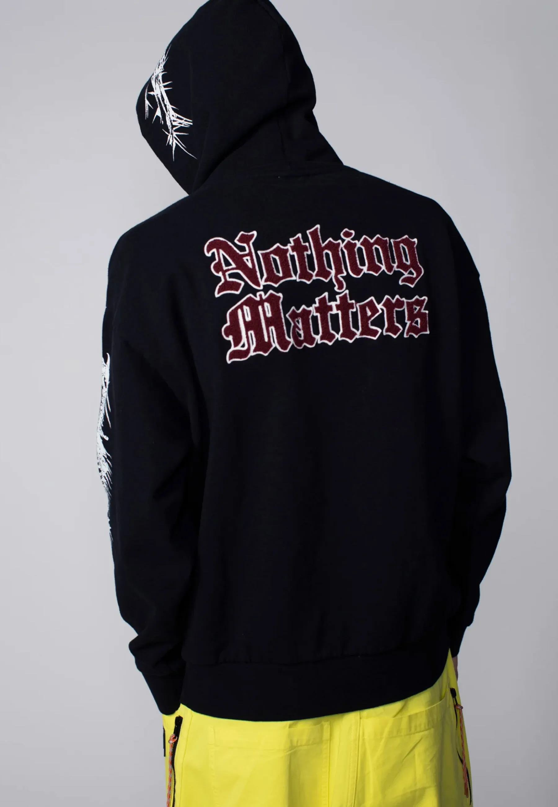 Nothing Matters Embroidered Hoodie - Black