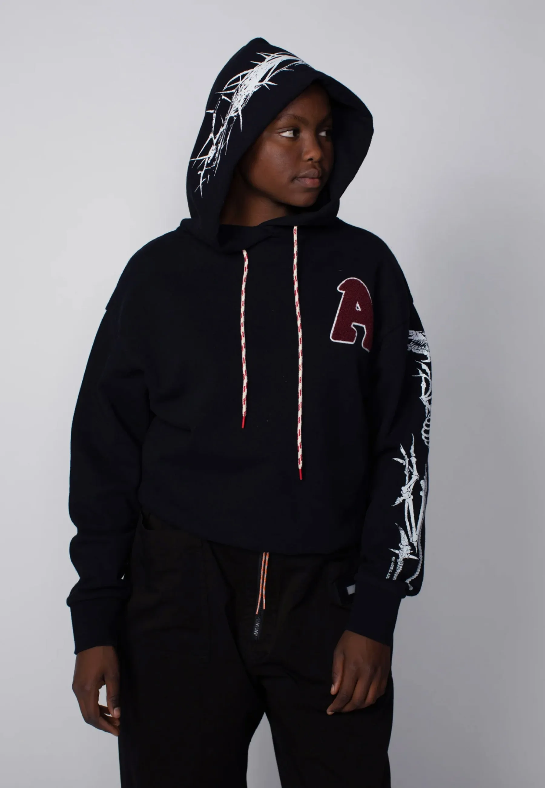 Nothing Matters Embroidered Hoodie - Black