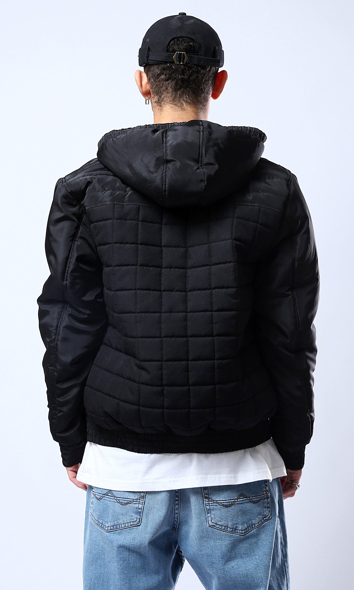 O175347 Quilted Squares Black Waterproof Jacket