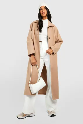 Oversized Split Back Detail Wool Coat