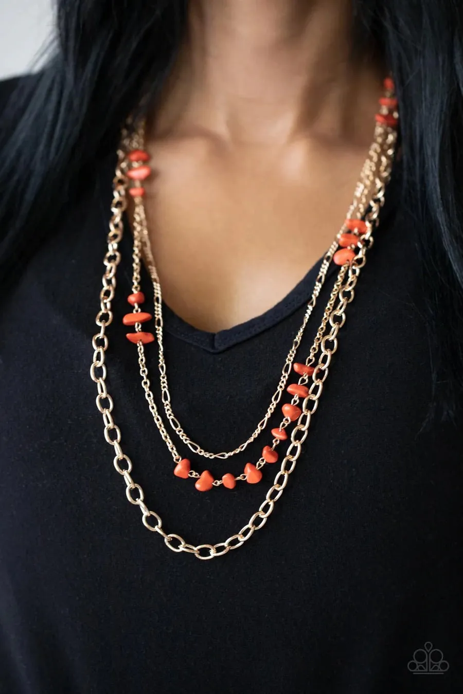 Paparazzi Artisanal Abundance - Orange - Necklace & Earrings