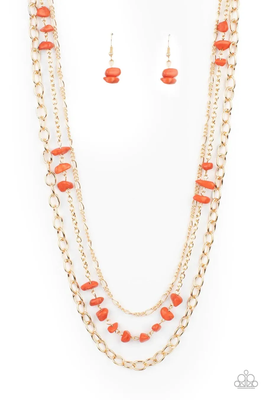 Paparazzi Artisanal Abundance - Orange - Necklace & Earrings