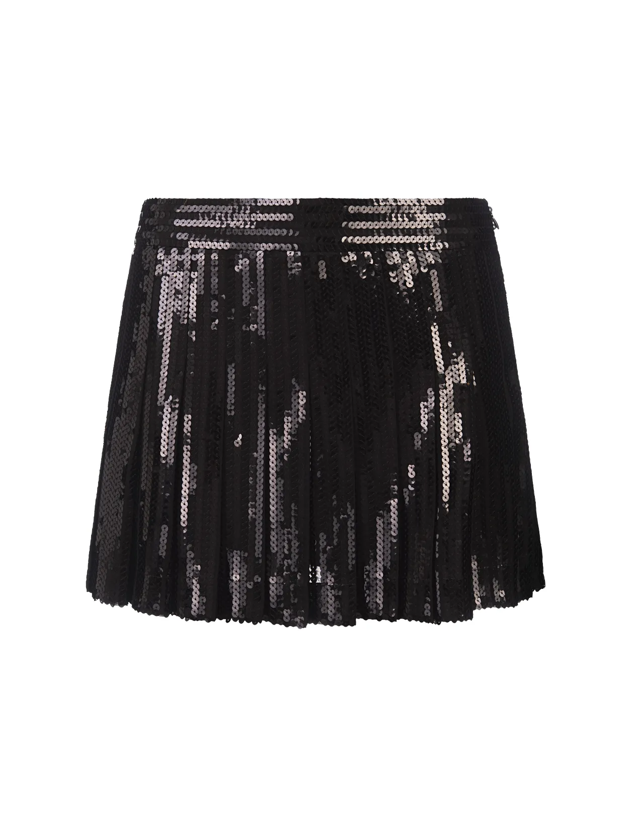 PAROSH Black Godot Sequined Mini Skirt