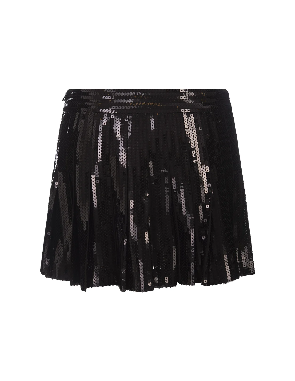 PAROSH Black Godot Sequined Mini Skirt