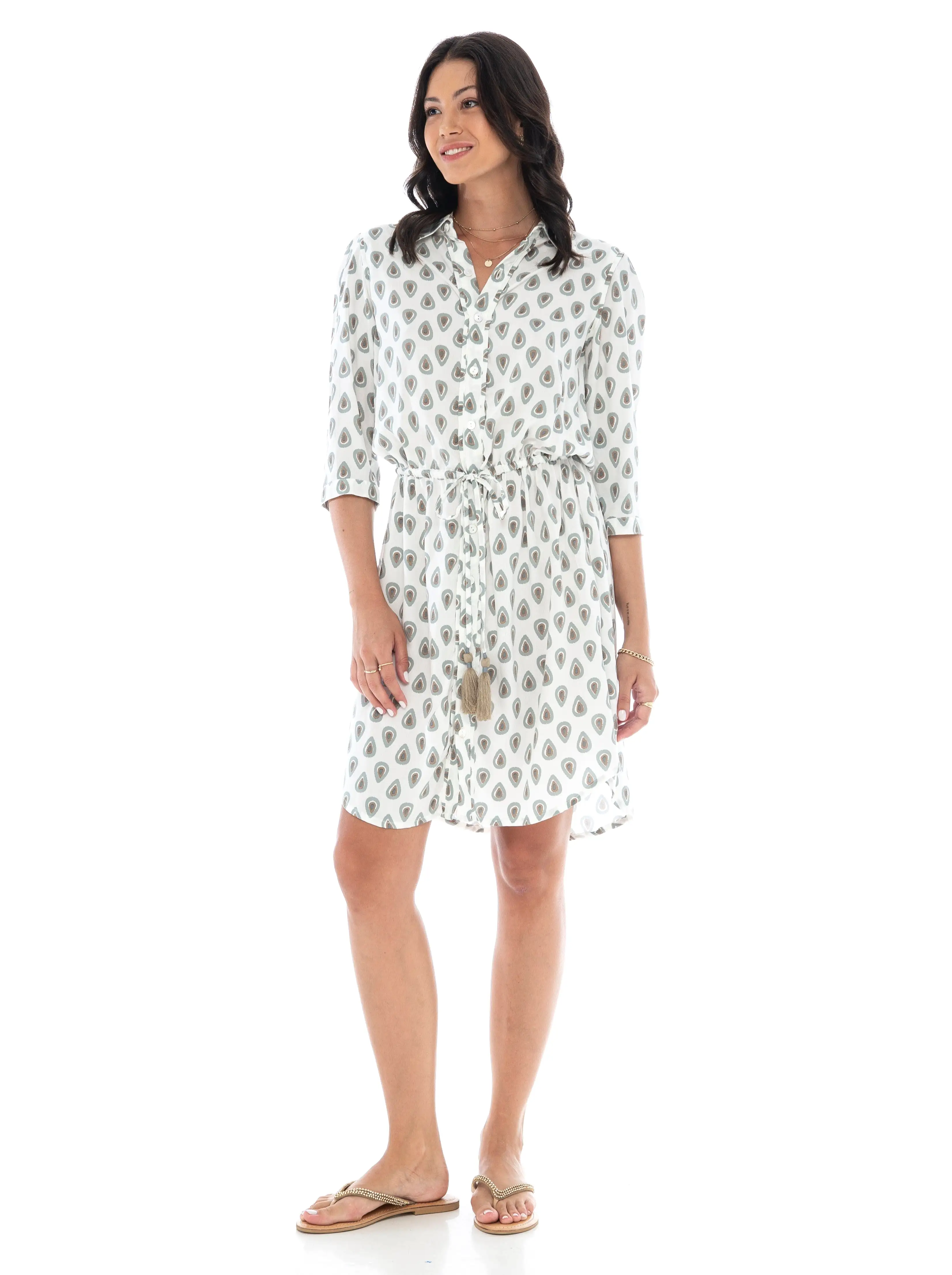 PEACOCK SHIRT DRESS GREY