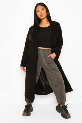 Petite Belted Wool Look Maxi Coat