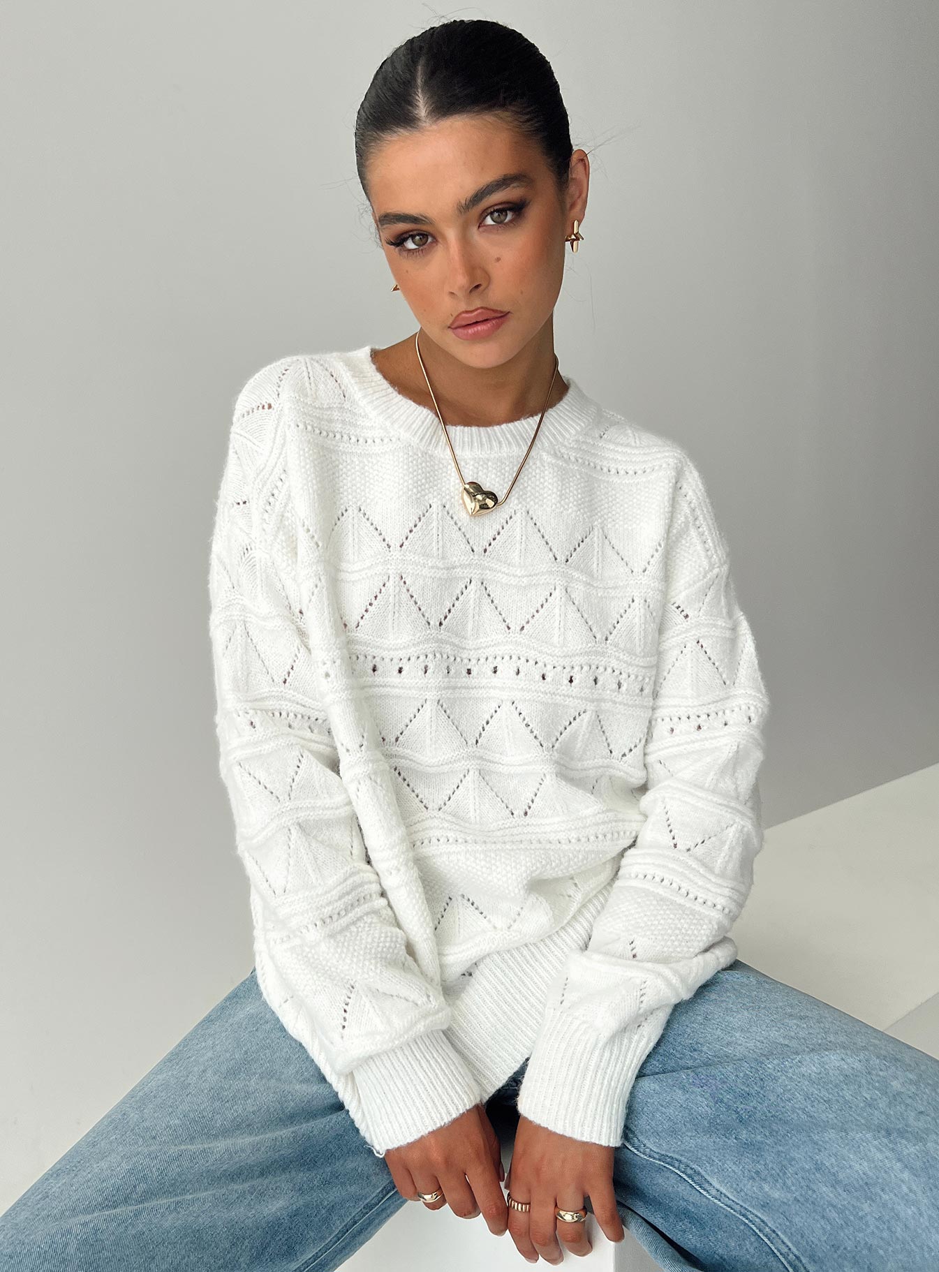 Pierce Pointelle Jumper Cream