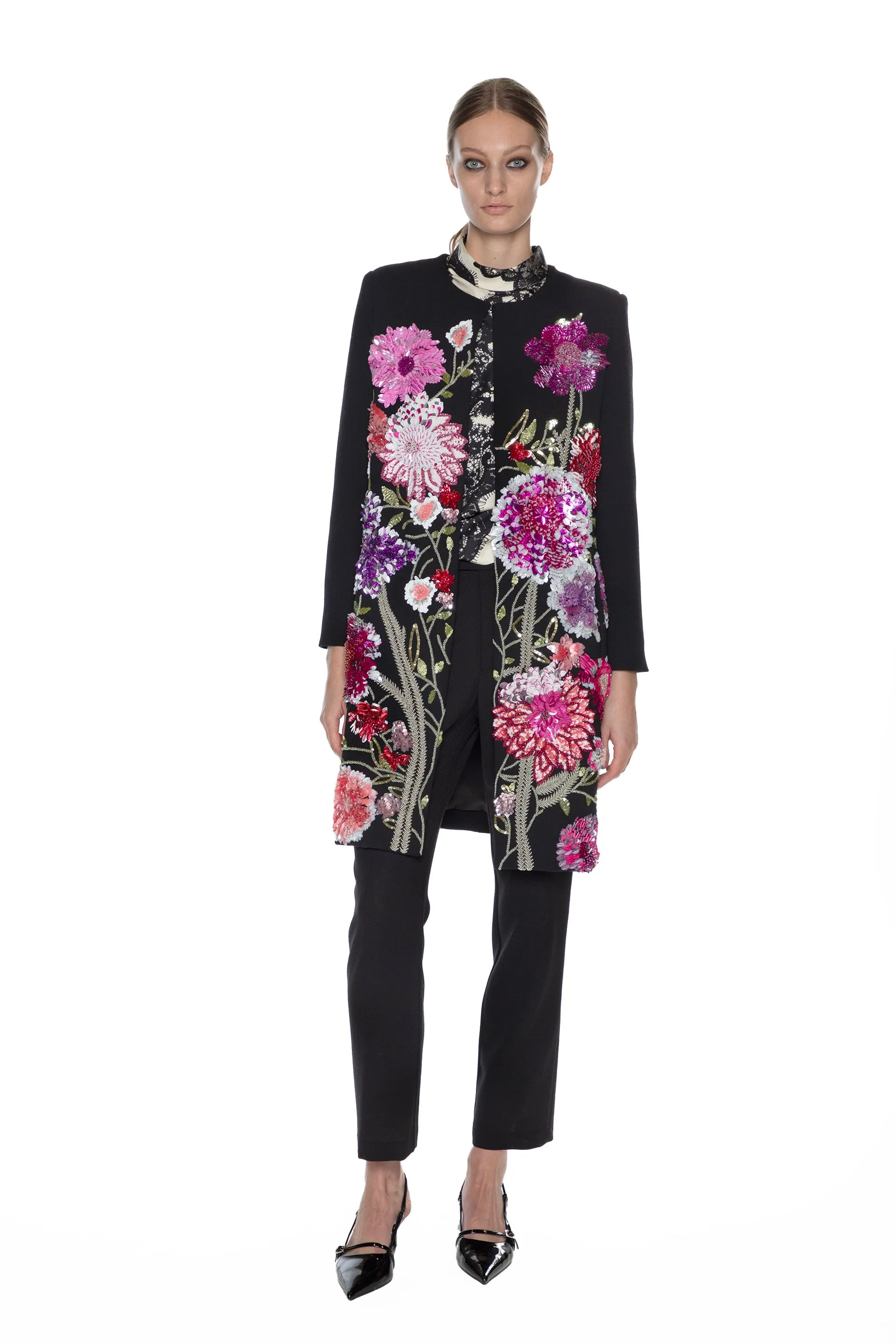 'PINK GARDEN' CLASSIC COLLARLESS COAT