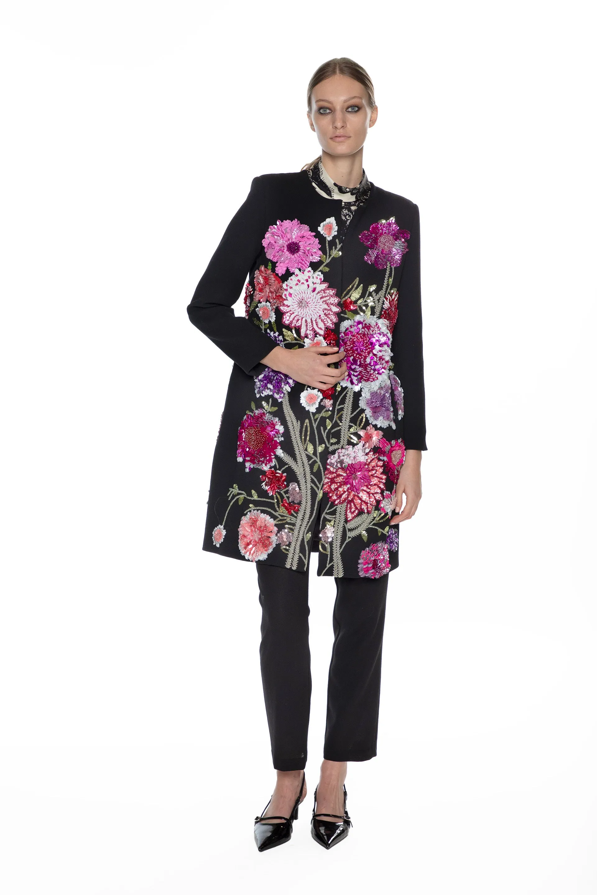 'PINK GARDEN' CLASSIC COLLARLESS COAT