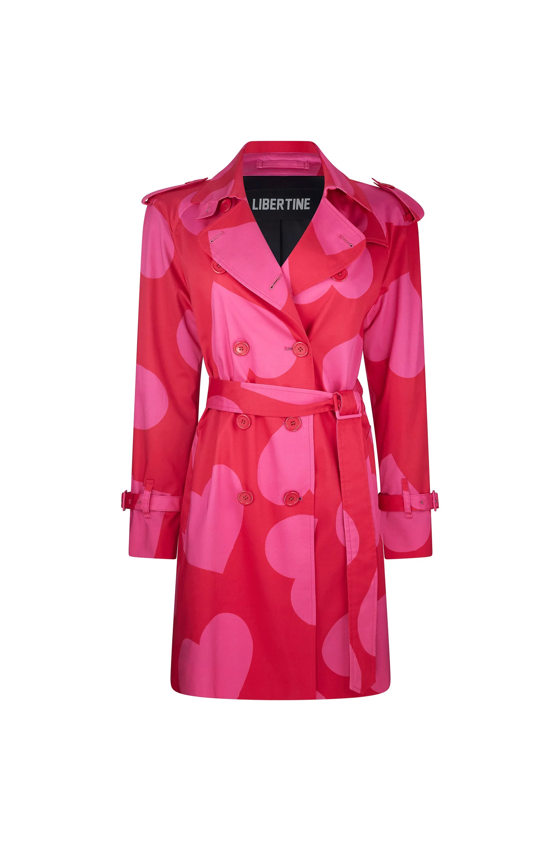 'PINKY RED HEARTS' TRENCH COAT