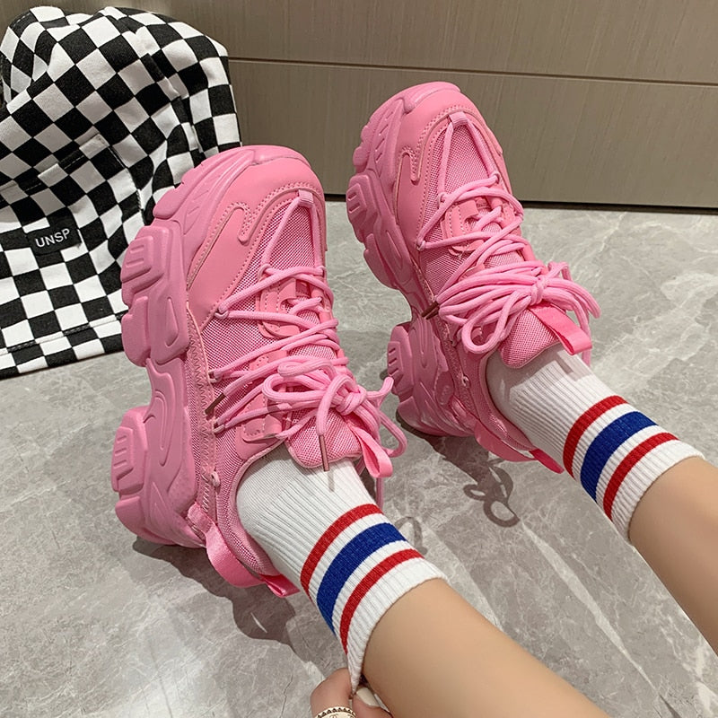 PINKY THICK BOTTOM CHUNKY SHOES