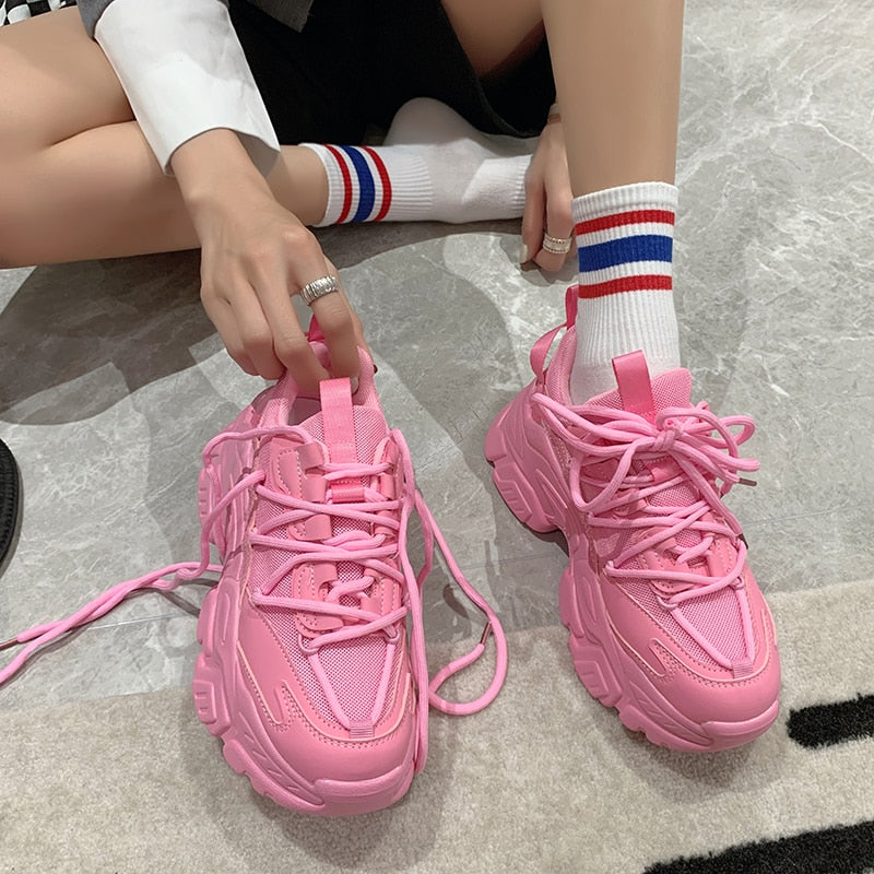 PINKY THICK BOTTOM CHUNKY SHOES