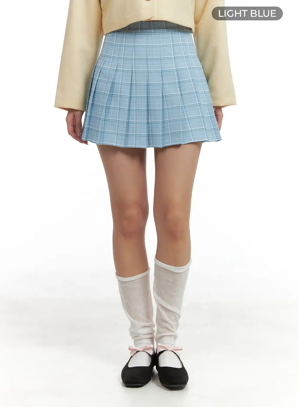 Pleated Checkered Mini Skirt OM429