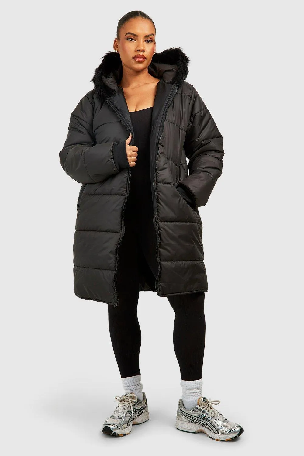 Plus Faux Fur Trim Parka