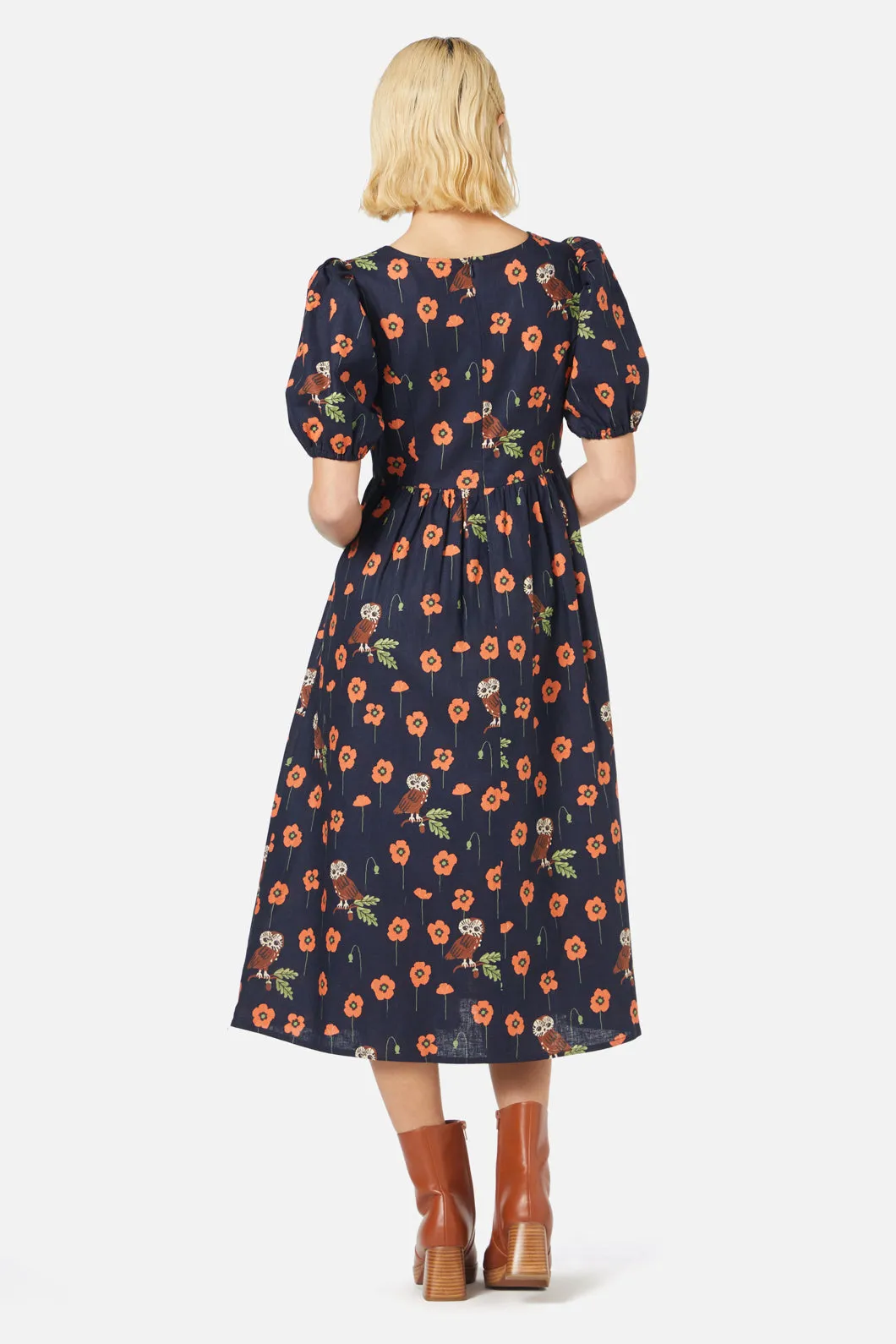 Poppy Owl Midi Dress