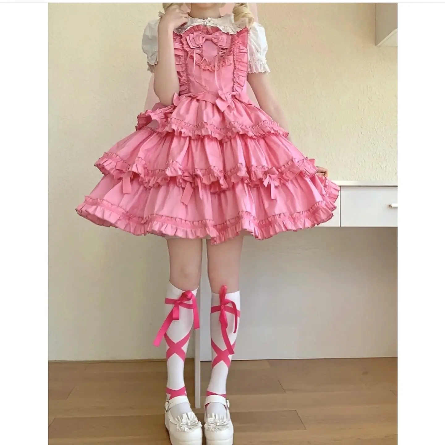 Pre-order Peach heart fufu Lolita dress one piece slip dress jsk