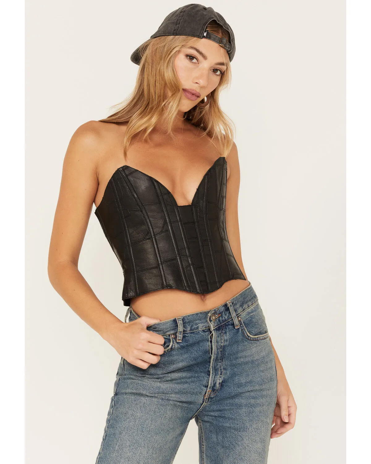 Product Name:  Understated Leather Women's Vixen Boned Leather Patched Corset