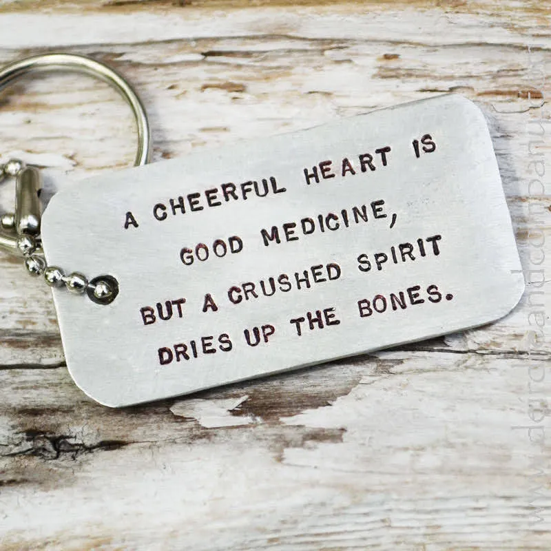 Proverbs 17:22 Dog Tag Key Chain