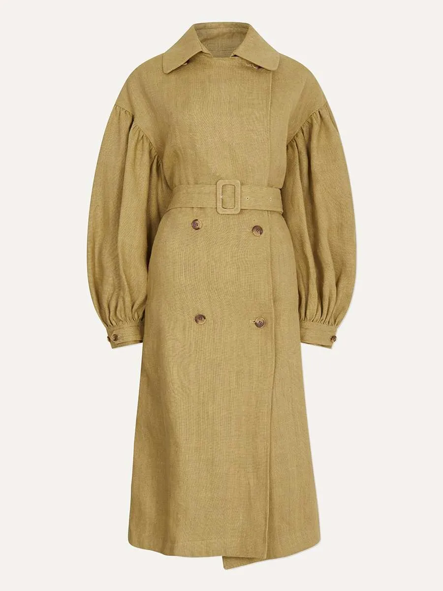 Pukapuka Oversized Linen Trench Coat