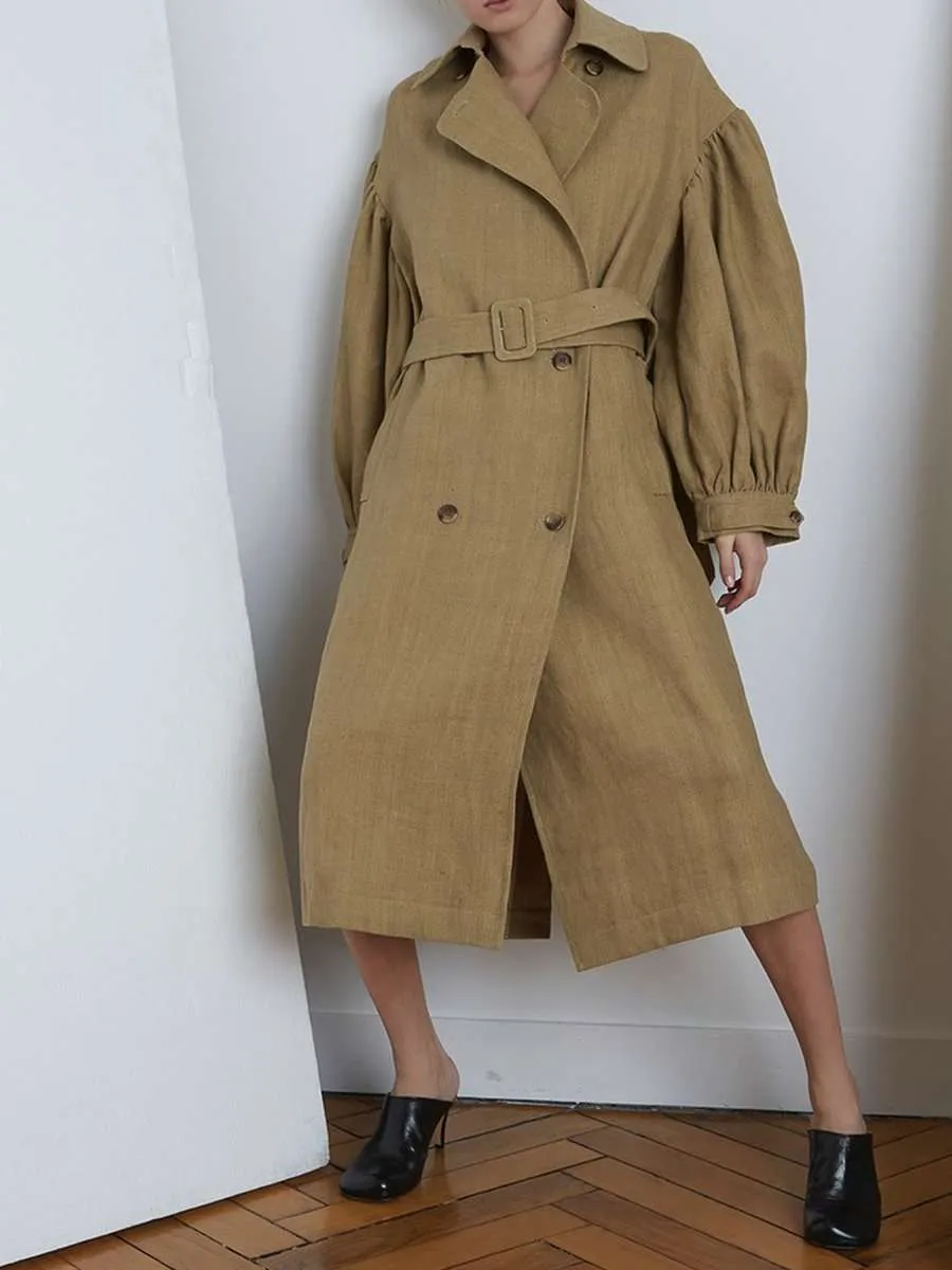 Pukapuka Oversized Linen Trench Coat