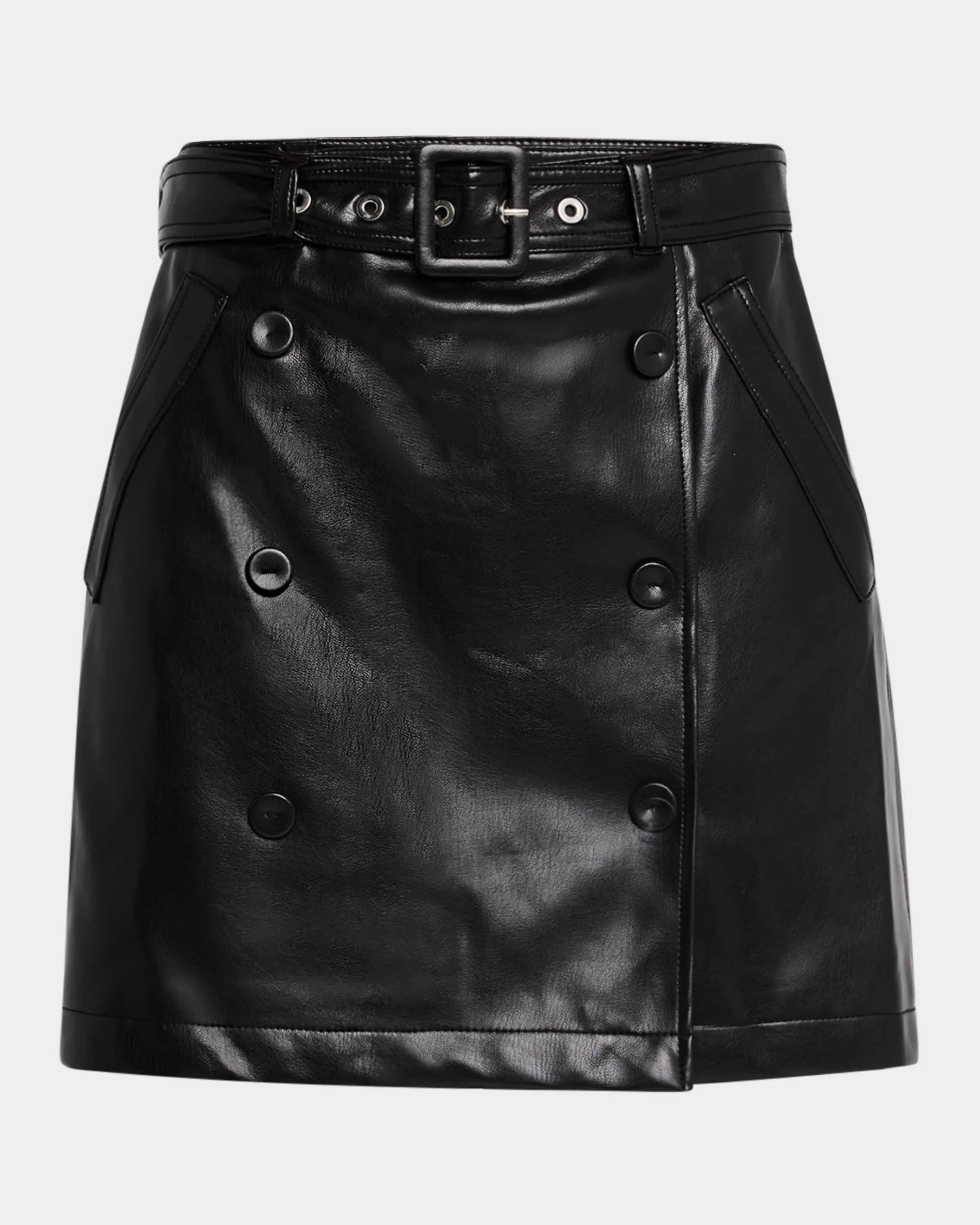 Quin Belted Vegan Leather Mini Skirt