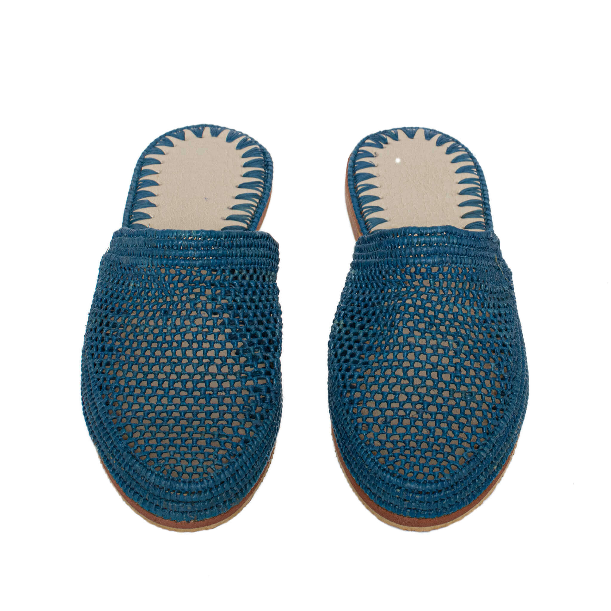 Raffia Slippers Babouche in Jeans