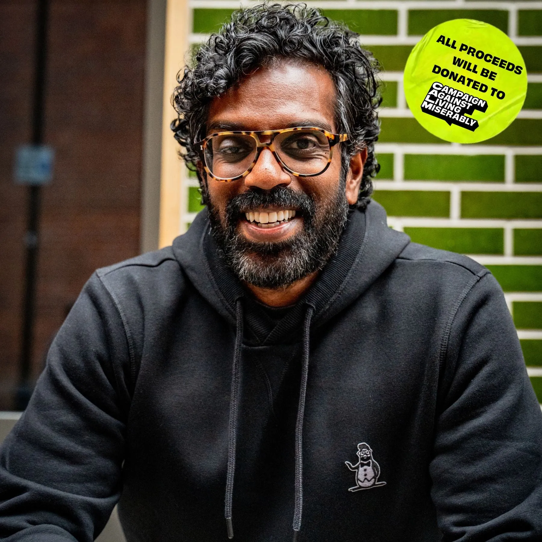 Romesh X Original Penguin Limited Edition Charity Hoodie In True Black