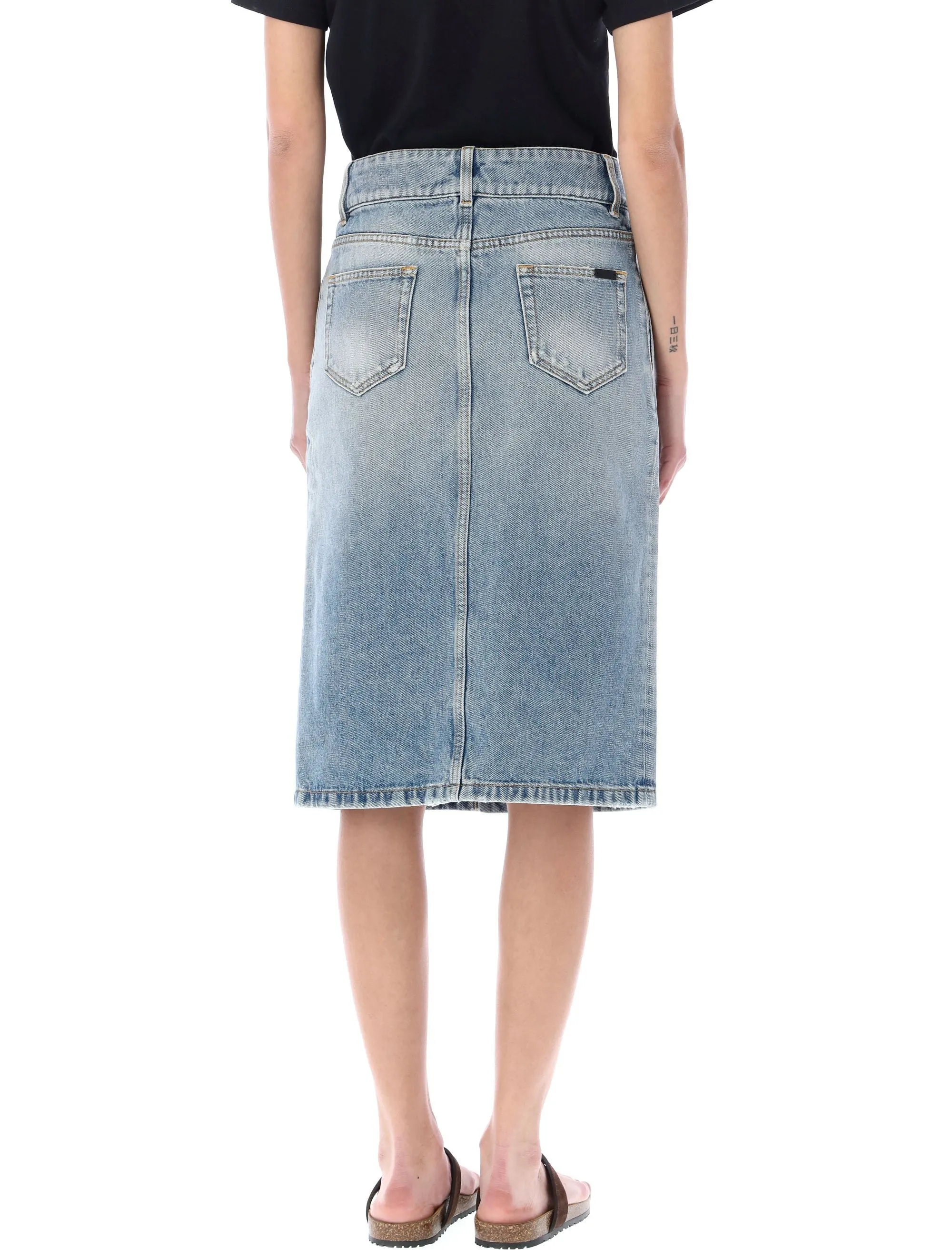 Saint Laurent Buttoned Denim Midi Skirt