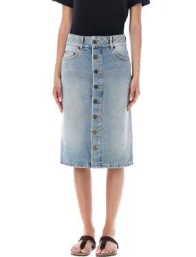 Saint Laurent Buttoned Denim Midi Skirt