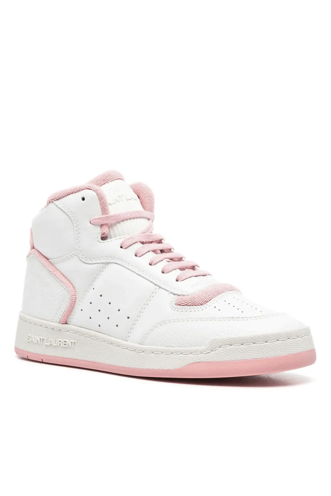 Saint Laurent Sneakers Women Leather White Pink