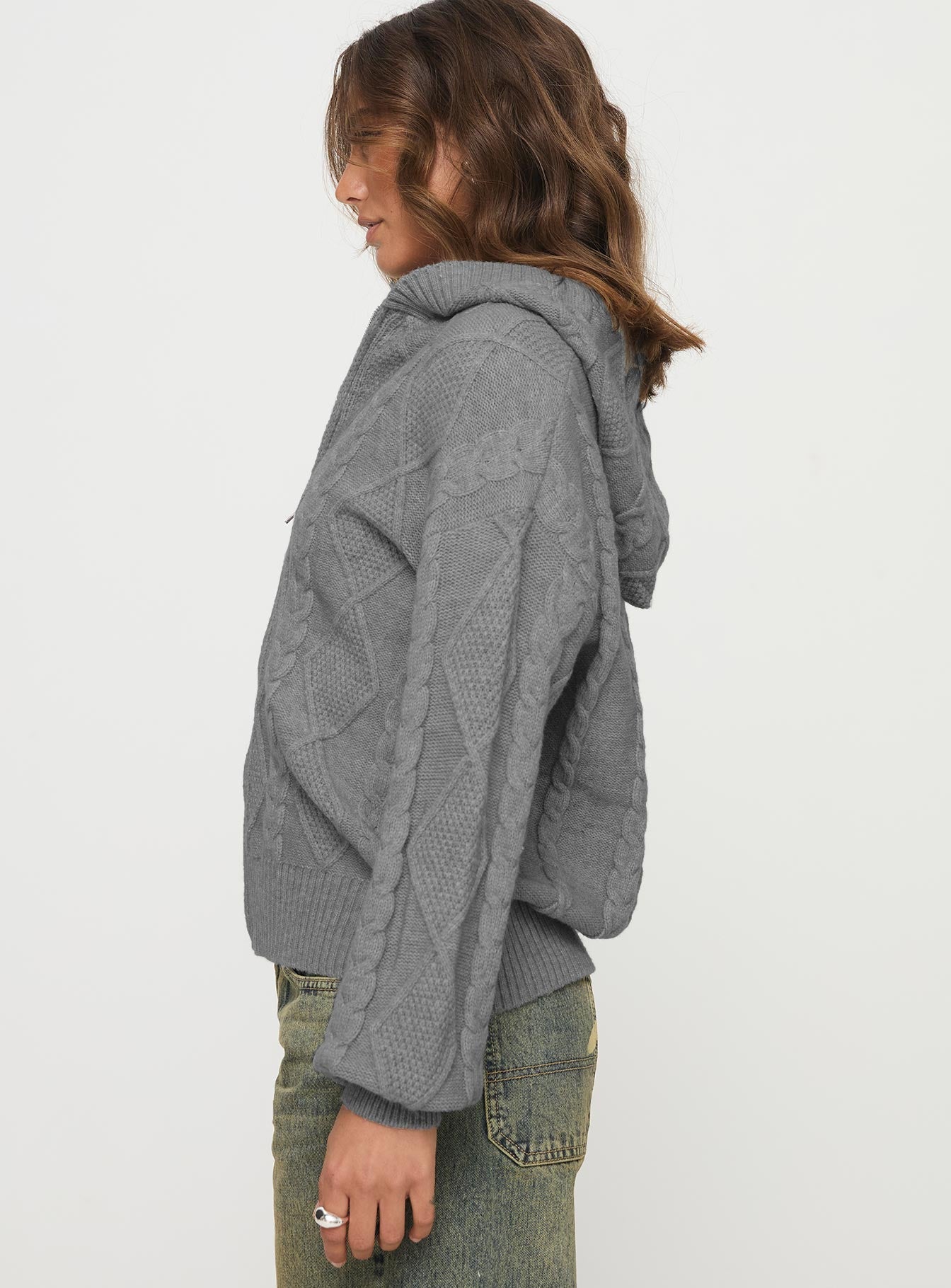 Scarra Zip Up Hooded Sweater Grey Marle