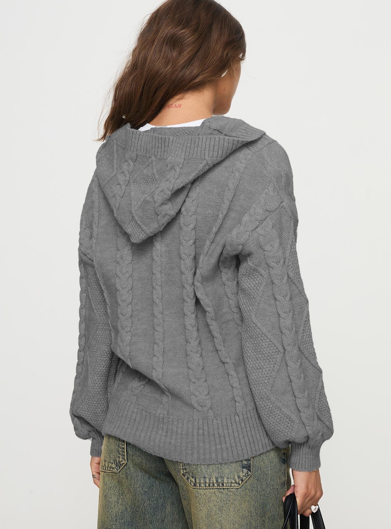 Scarra Zip Up Hooded Sweater Grey Marle