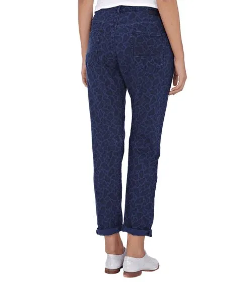 SCOTCH & SODA X MAISON SCOTCH Amsterdam Blauw pants pantaloni eleganti da donna 5 tasche con fantasia animalier blu