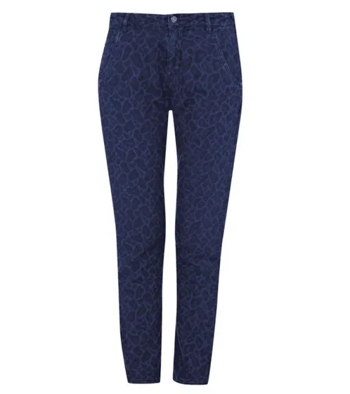 SCOTCH & SODA X MAISON SCOTCH Amsterdam Blauw pants pantaloni eleganti da donna 5 tasche con fantasia animalier blu