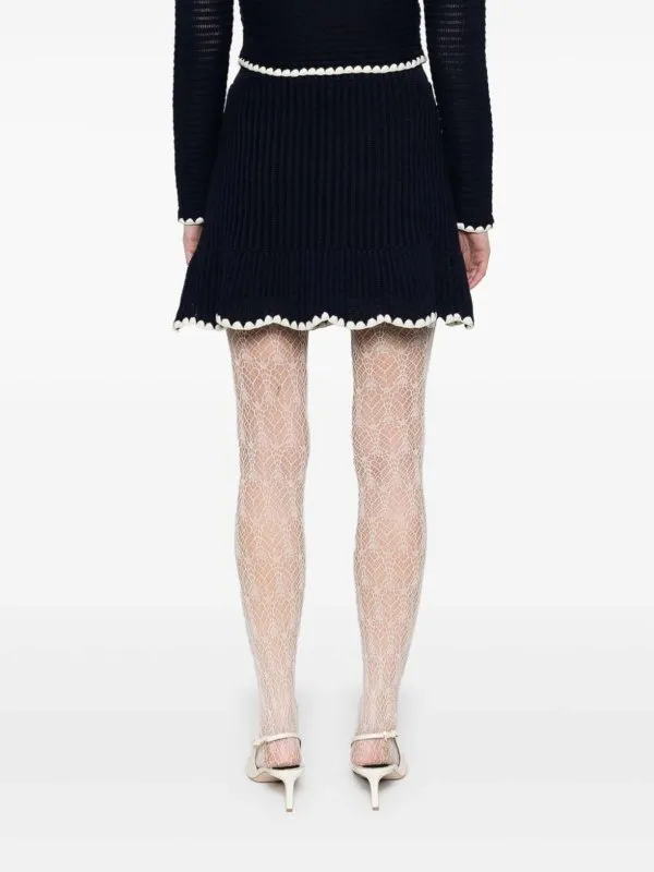 Self Portrait Crochet Contrast Trim Mini Skirt