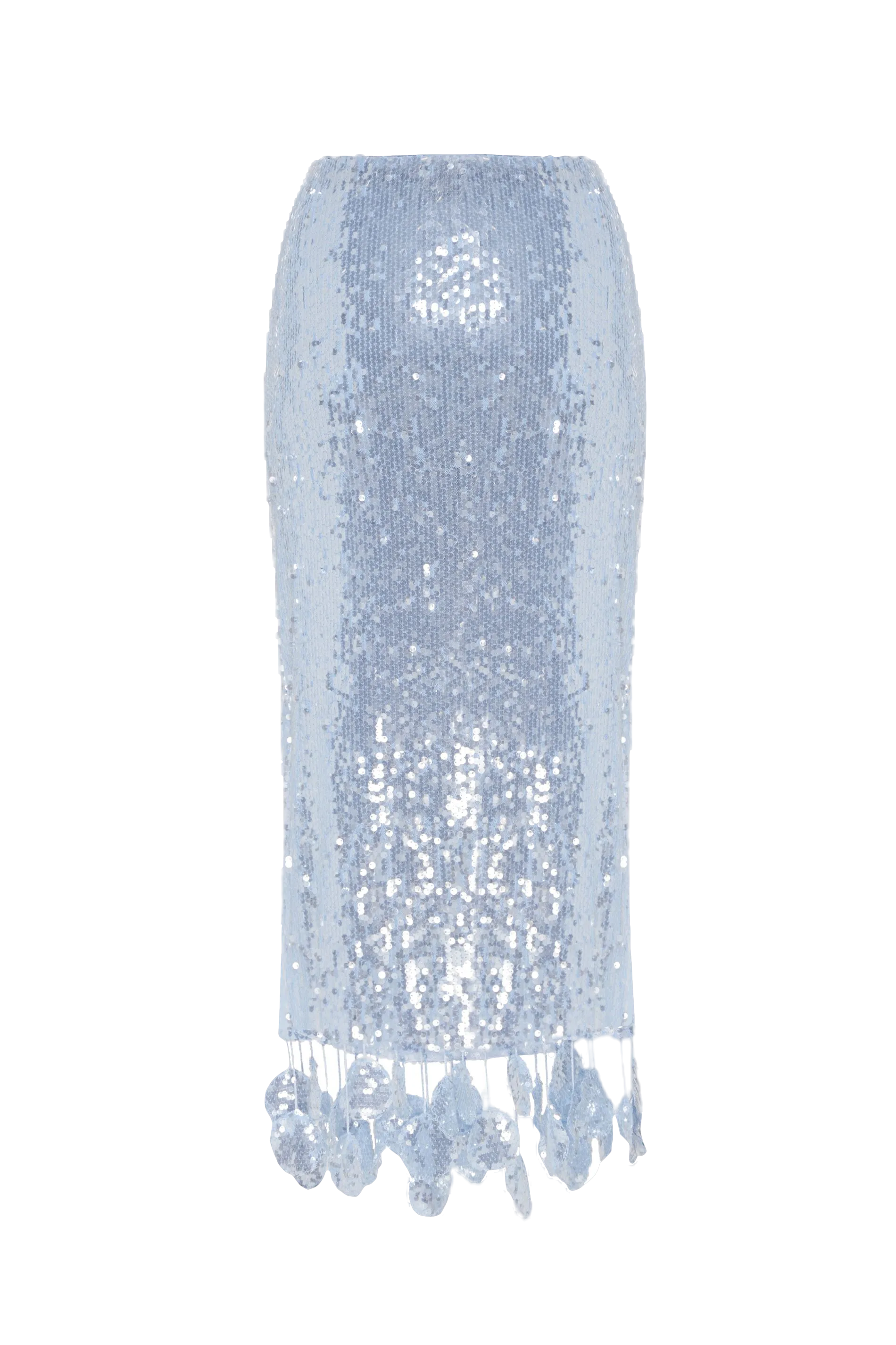 Sequin Midi Skirt in Light Blue